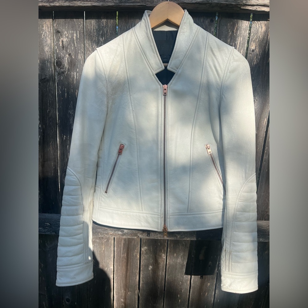 J. Crew Leather Jacket with Gold Zippers